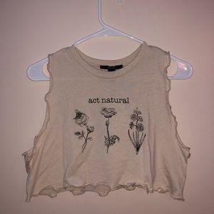 Cropped beige “Act Natural” shirt